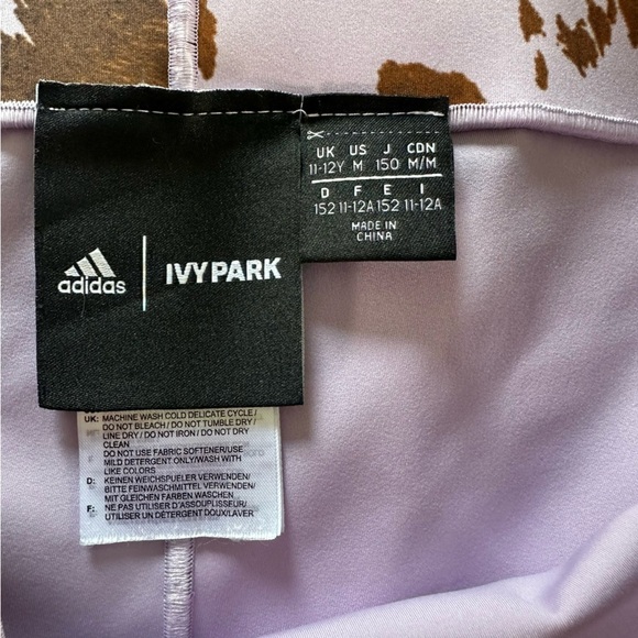 Ivy Park Adidas Girls Medium 11 12 Purple Cow Leggings - Picture 3 of 4